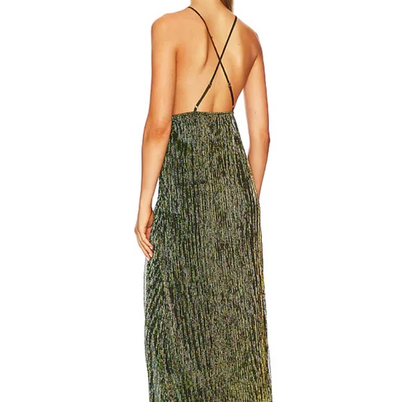 Superdown Hailee High Slit Maxi Dress in Green Metallic - Picture 2 of 4